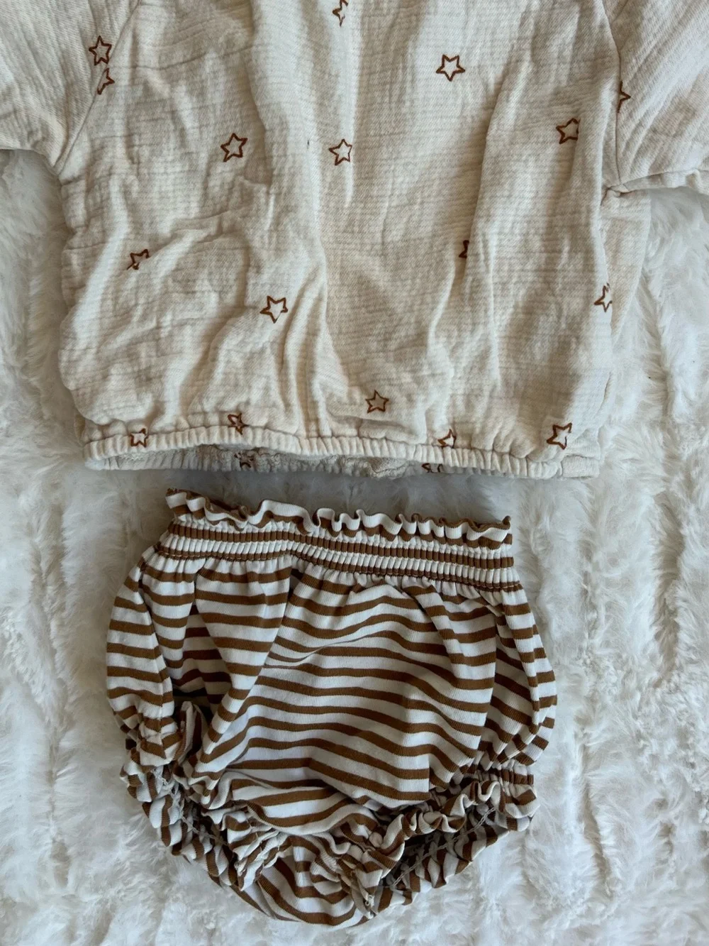 Quincy Mae Cotton Muslin Top and Striped Bloomers Set 0-3 months
